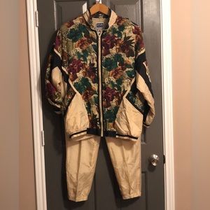 Vintage Silk Women's Details Express Track Suit Size XL